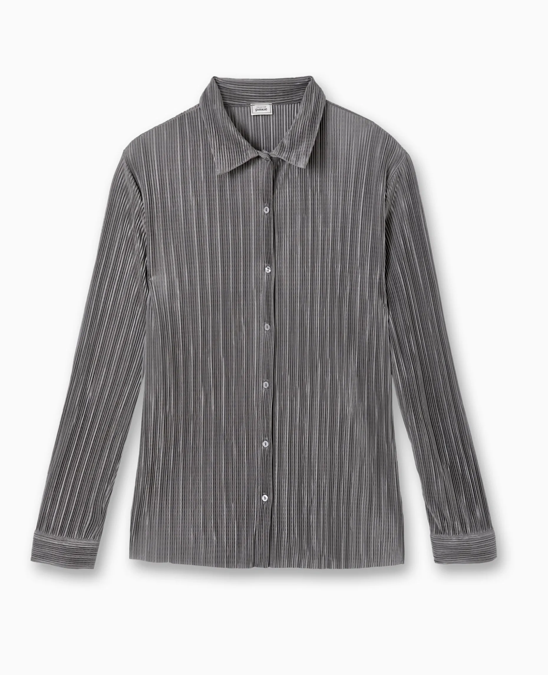 Chemise Oversize En Tissu Plissé Et Satiné - Gris