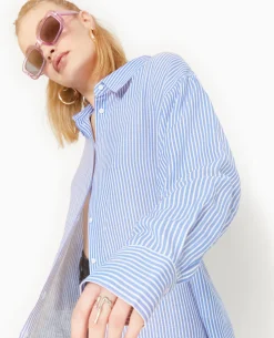 Chemise Oversize Rayée - Bleu