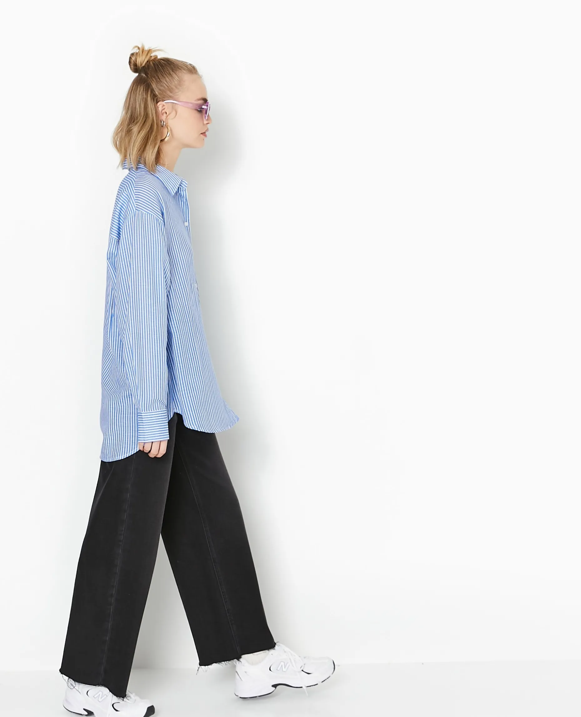 Chemise Oversize Rayée - Bleu