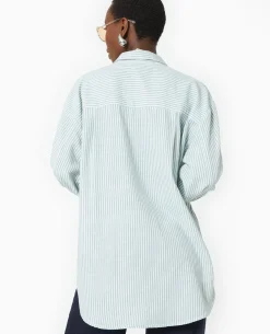Chemise Oversize Rayée - Vert Kaki