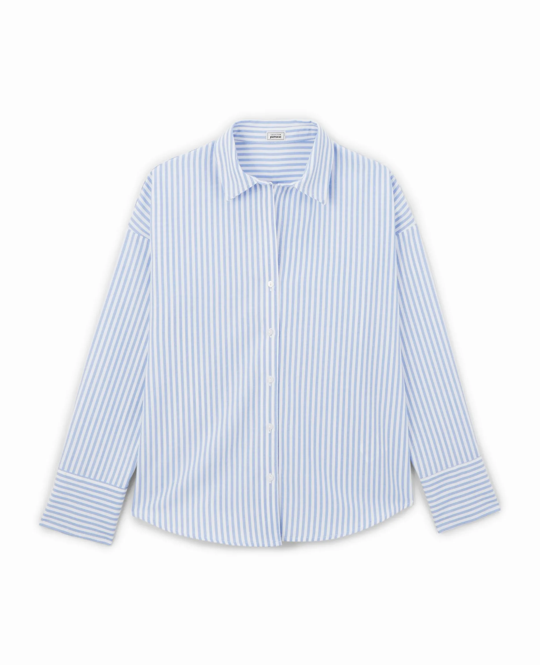 Chemise Oversize Rayée Col Ouvert - Bleu