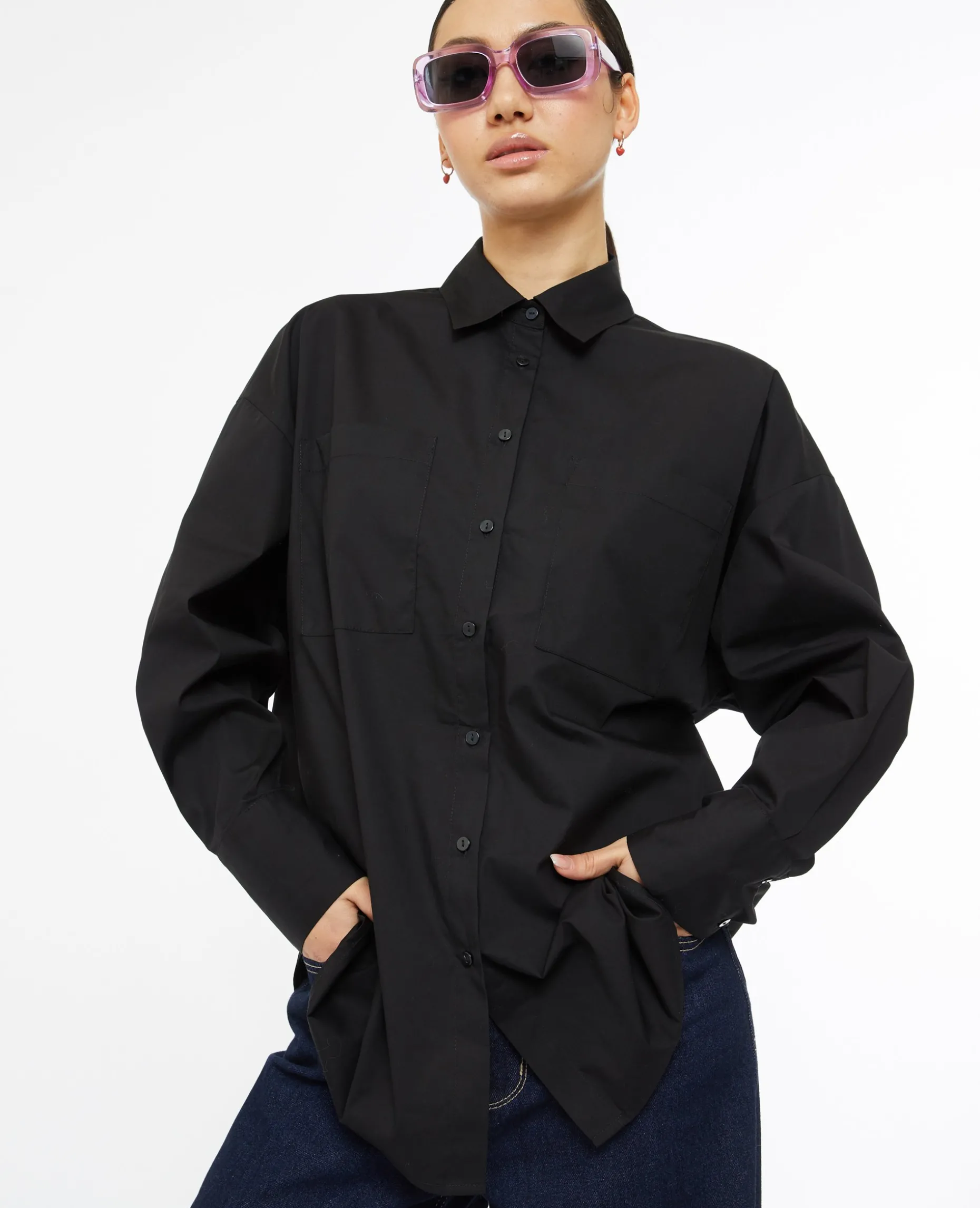 Chemise Oversize Unie - Noir