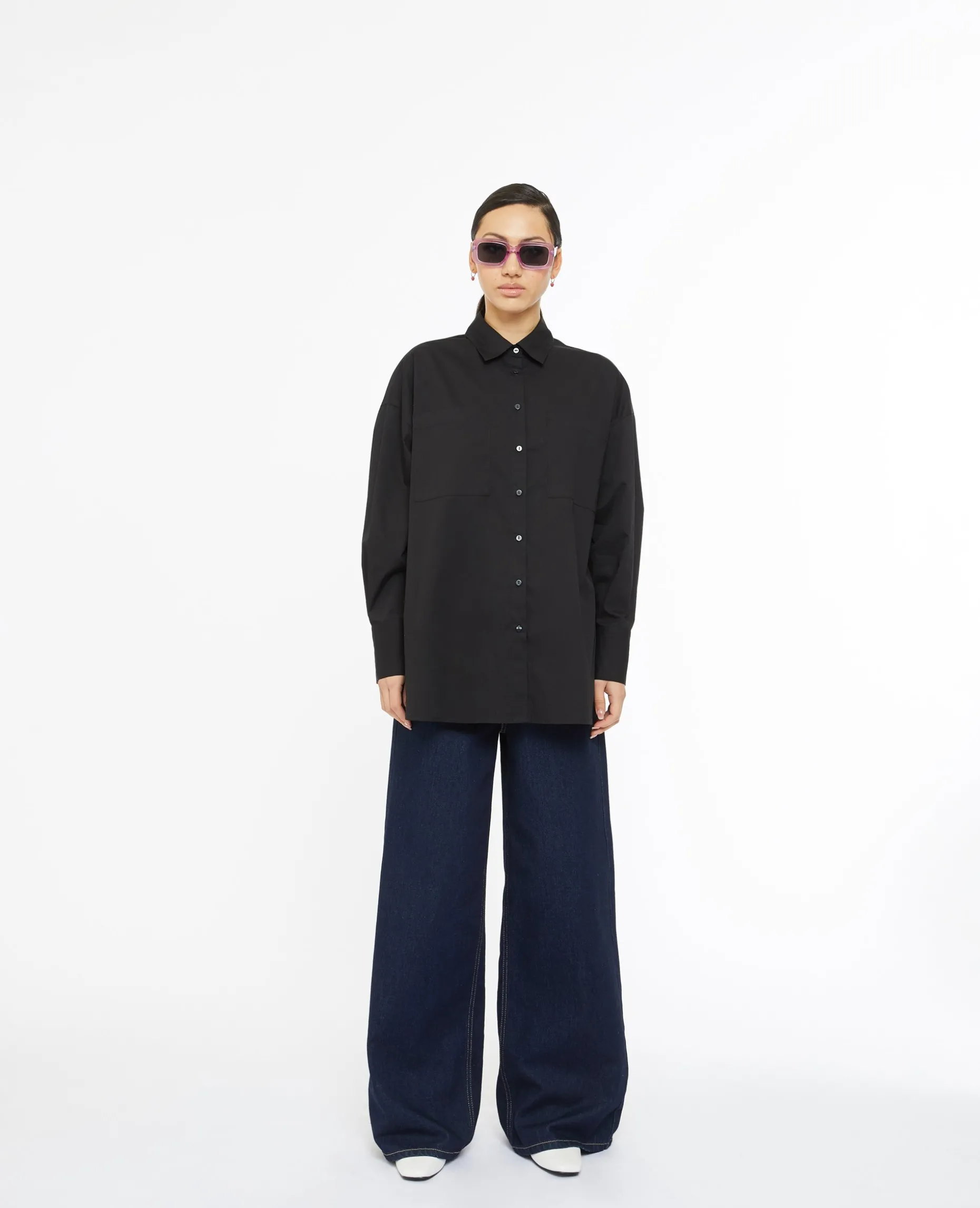 Chemise Oversize Unie - Noir