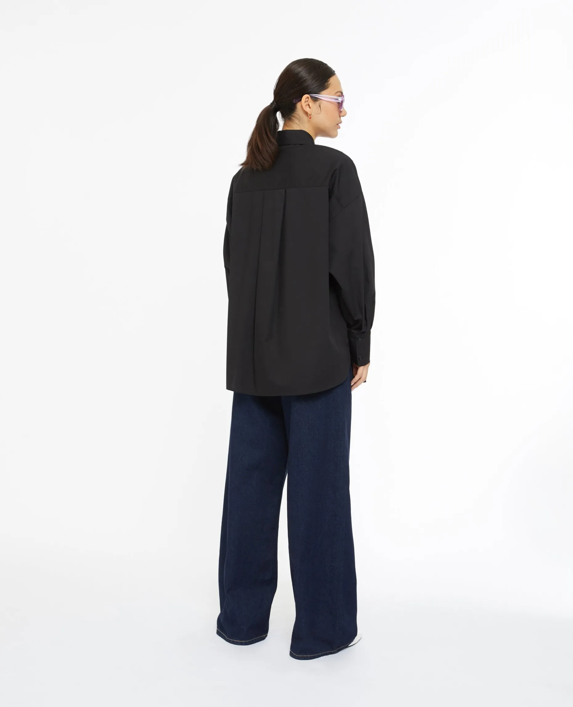 Chemise Oversize Unie - Noir