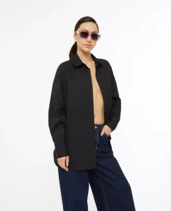 Chemise Oversize Unie - Noir