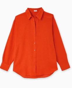 Chemise Oversize Unie - Rouge
