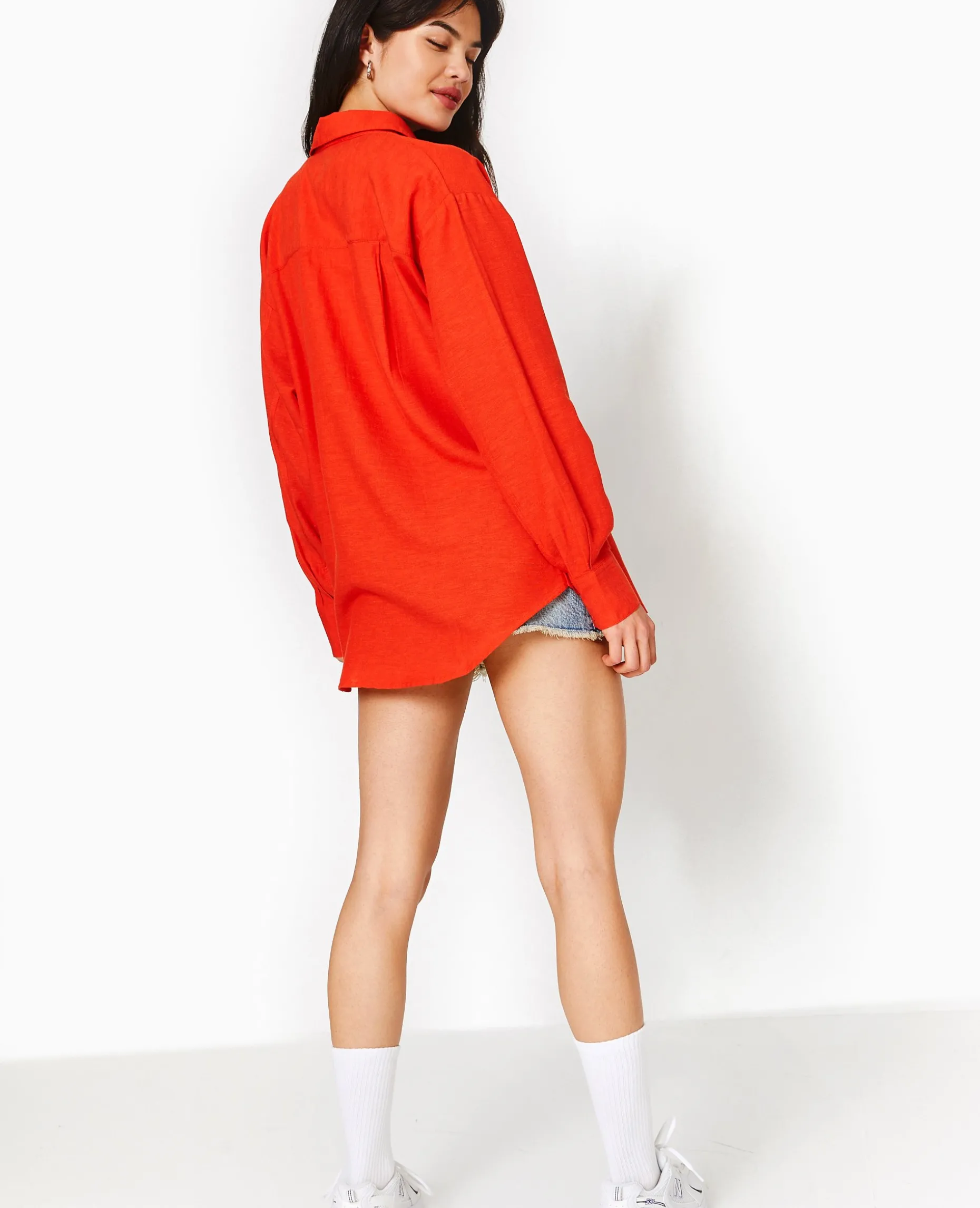 Chemise Oversize Unie - Rouge