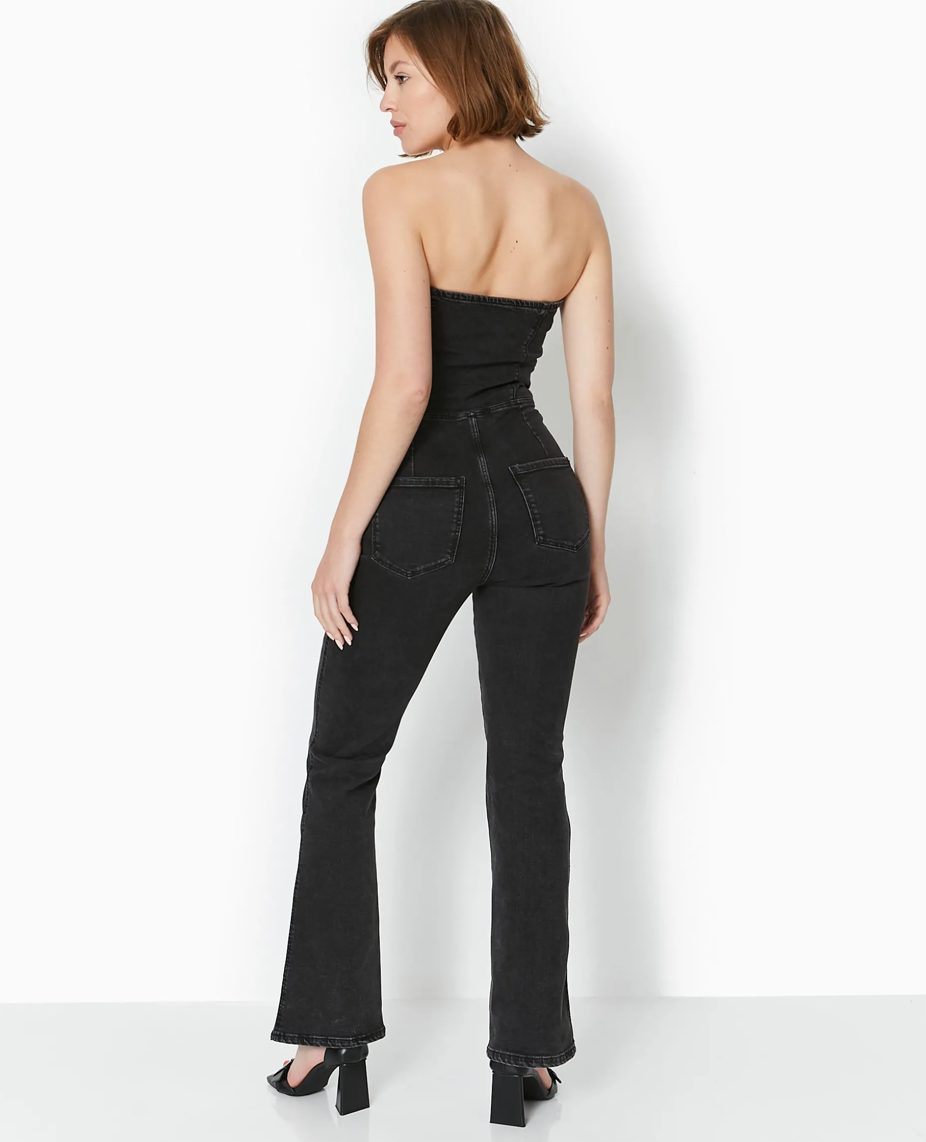 Combipantalon Bustier En Jean Stretch - Noir