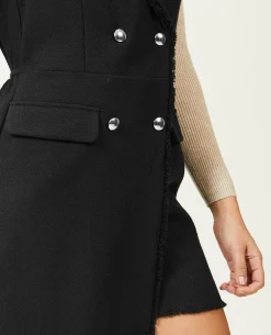 Combishort Sans Manches En Tweed - Noir