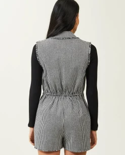 Combishort Sans Manches En Tweed - Blanc