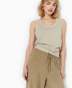 Débardeur Ample Avec Effet Acid Wash - Beige