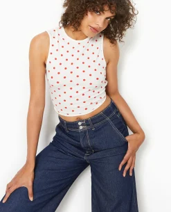 Débardeur Avec Cut-out Dos Motif Pois - écru