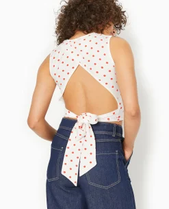 Débardeur Avec Cut-out Dos Motif Pois - écru