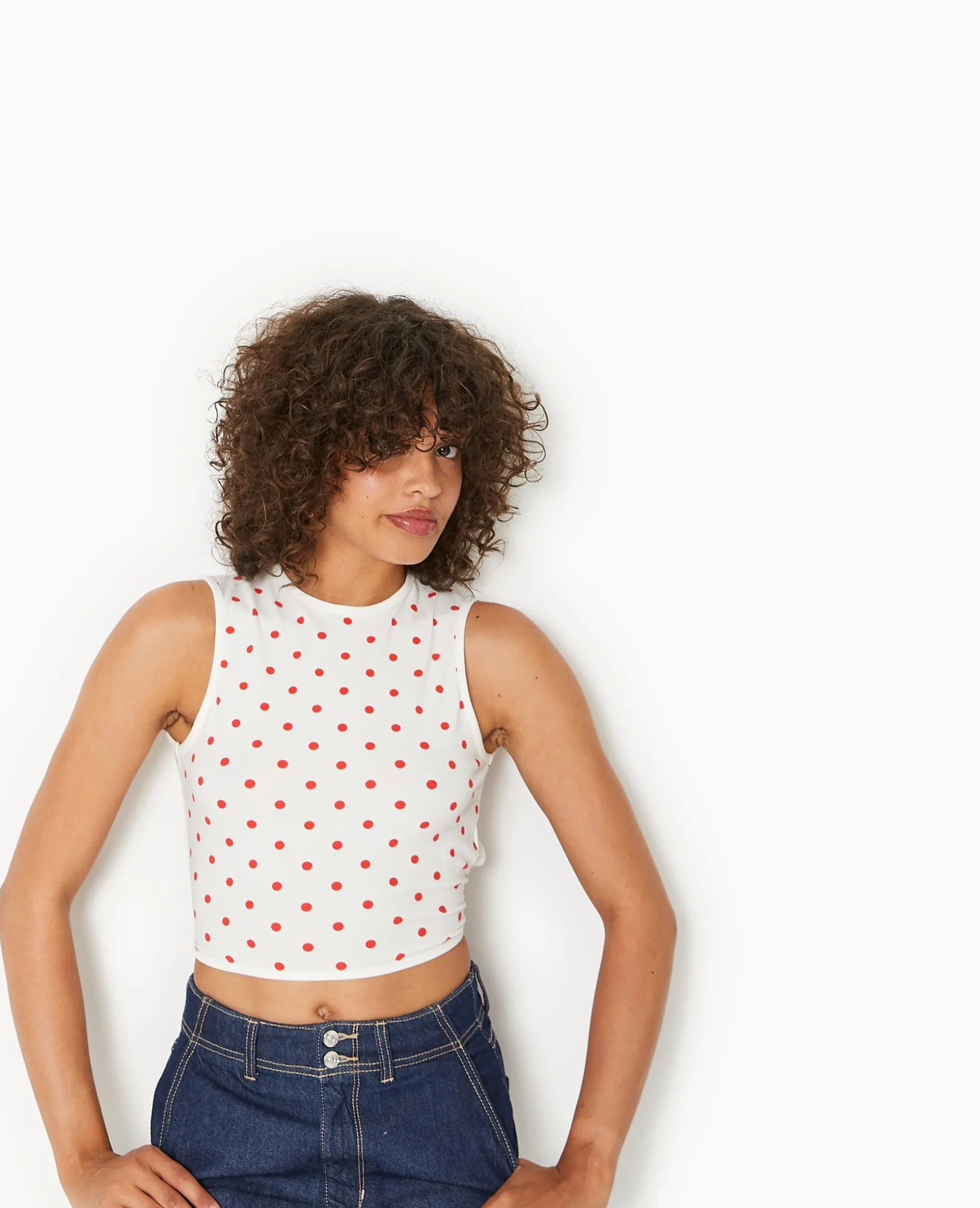 Débardeur Avec Cut-out Dos Motif Pois - écru
