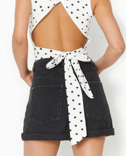 Débardeur Avec Cut-out Dos Motif Pois - Blanc