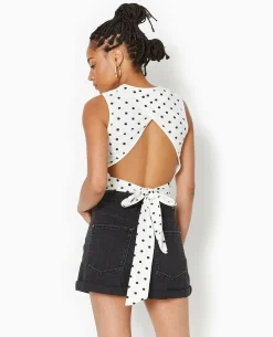 Débardeur Avec Cut-out Dos Motif Pois - Blanc