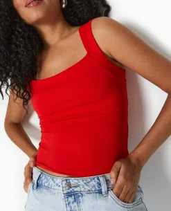Débardeur Avec Larges Bretelles Encolure Carrée - Rouge