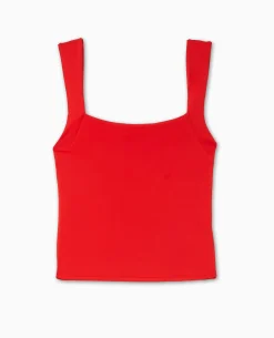 Débardeur Avec Larges Bretelles Encolure Carrée - Rouge