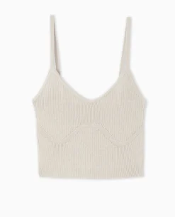 Débardeur Court En Maille - Beige