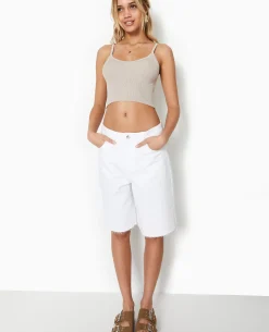 Débardeur Court En Maille - Beige
