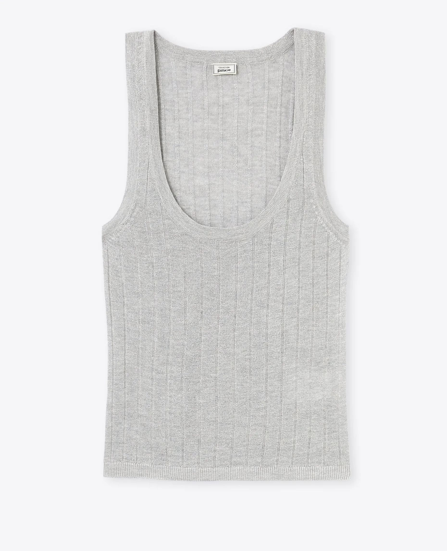 Débardeur En Maille Côtelée Avec Lurex - Gris Chiné