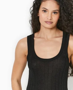 Débardeur En Maille Côtelée Avec Lurex - Noir