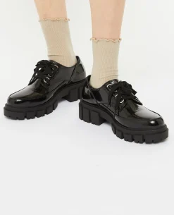 Derbies Vernis Avec Semelles Chunky - Noir