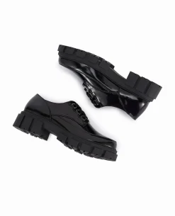 Derbies Vernis Avec Semelles Chunky - Noir