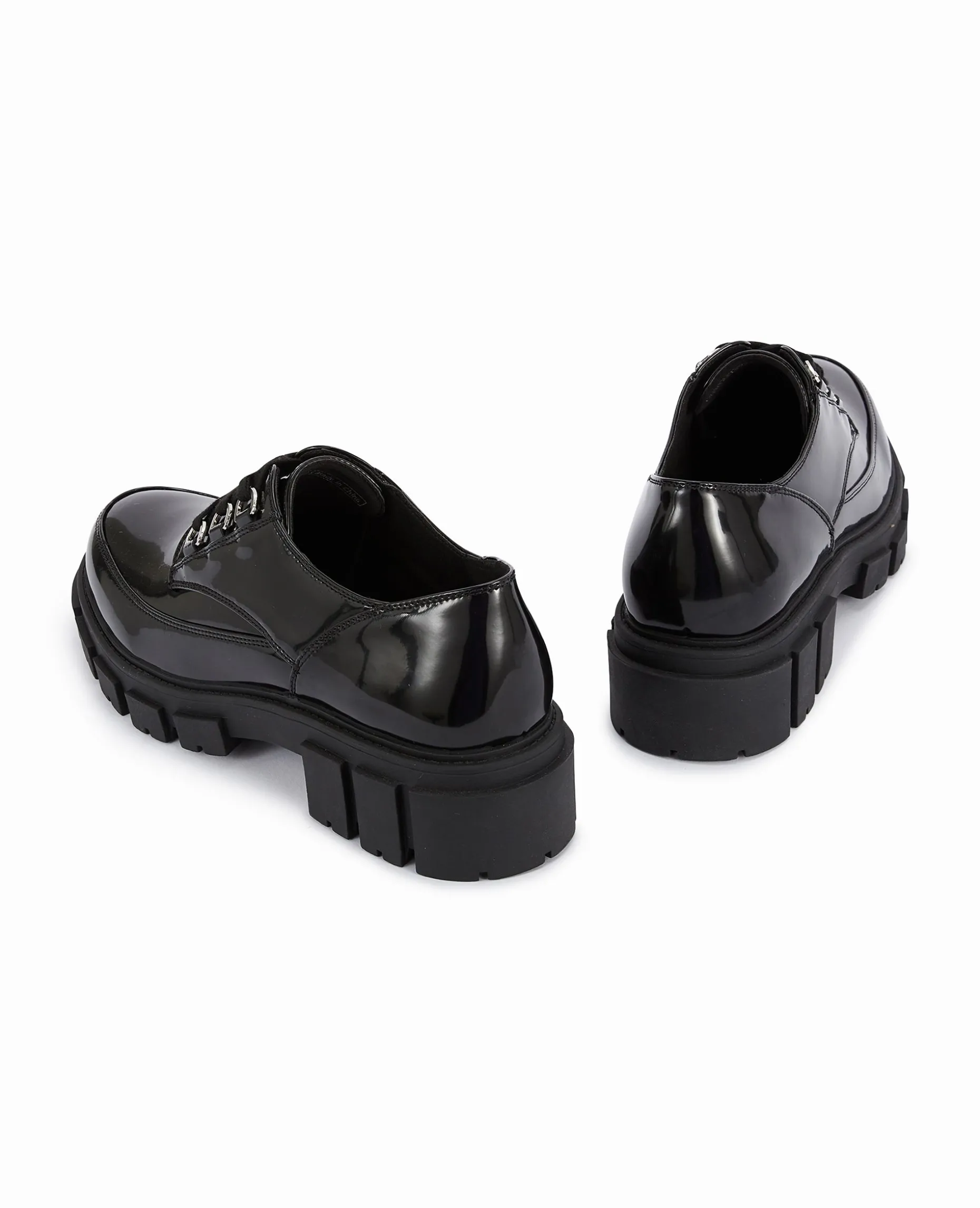 Derbies Vernis Avec Semelles Chunky - Noir
