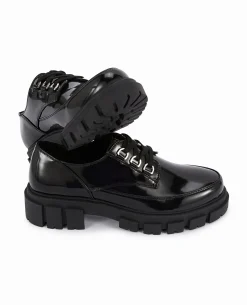 Derbies Vernis Avec Semelles Chunky - Noir