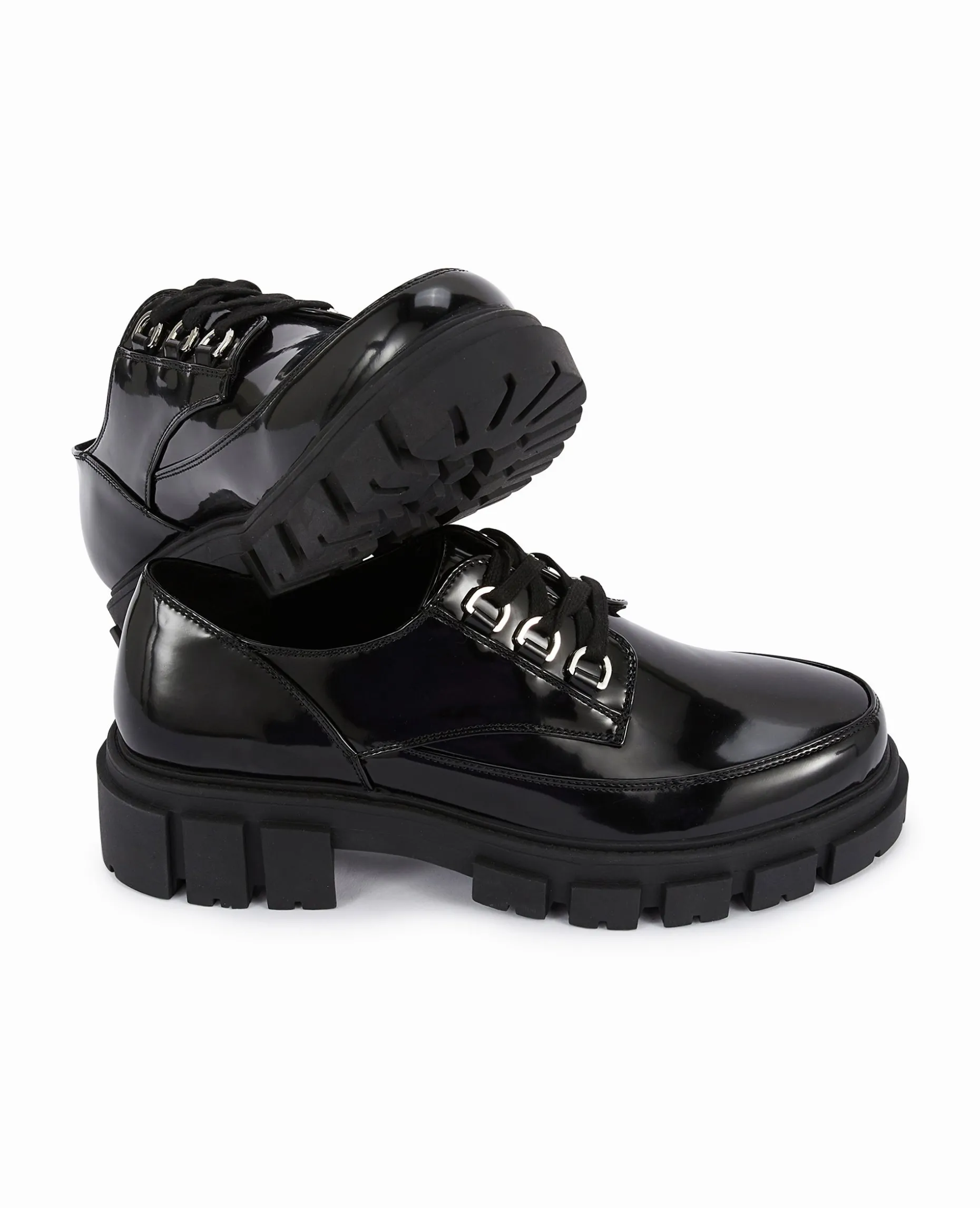 Derbies Vernis Avec Semelles Chunky - Noir