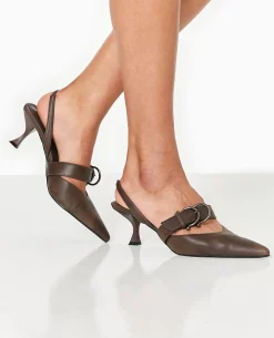 Escarpins Pointus Ouverts Au Talon - Marron
