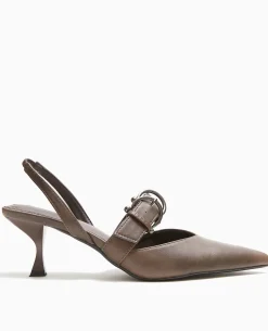 Escarpins Pointus Ouverts Au Talon - Marron