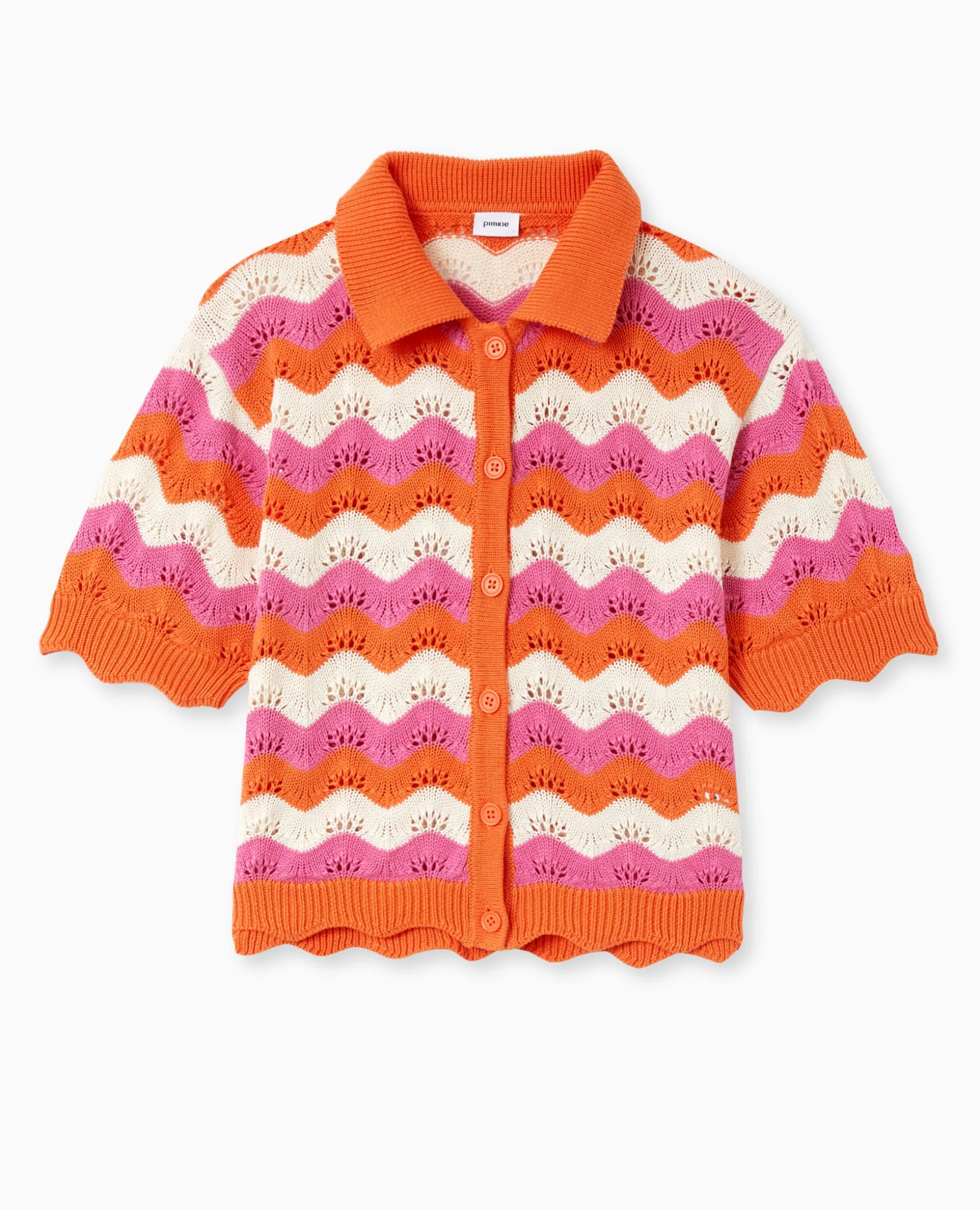 Gilet Avec Col En Maille Ajourée - Orange