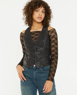 Gilet Barman En Simili - Gris Foncé