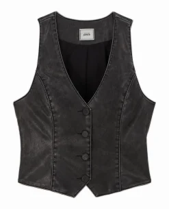 Gilet Barman En Simili - Gris Foncé
