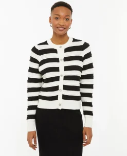 Gilet Col Rond Maille Fantaisie - Noir