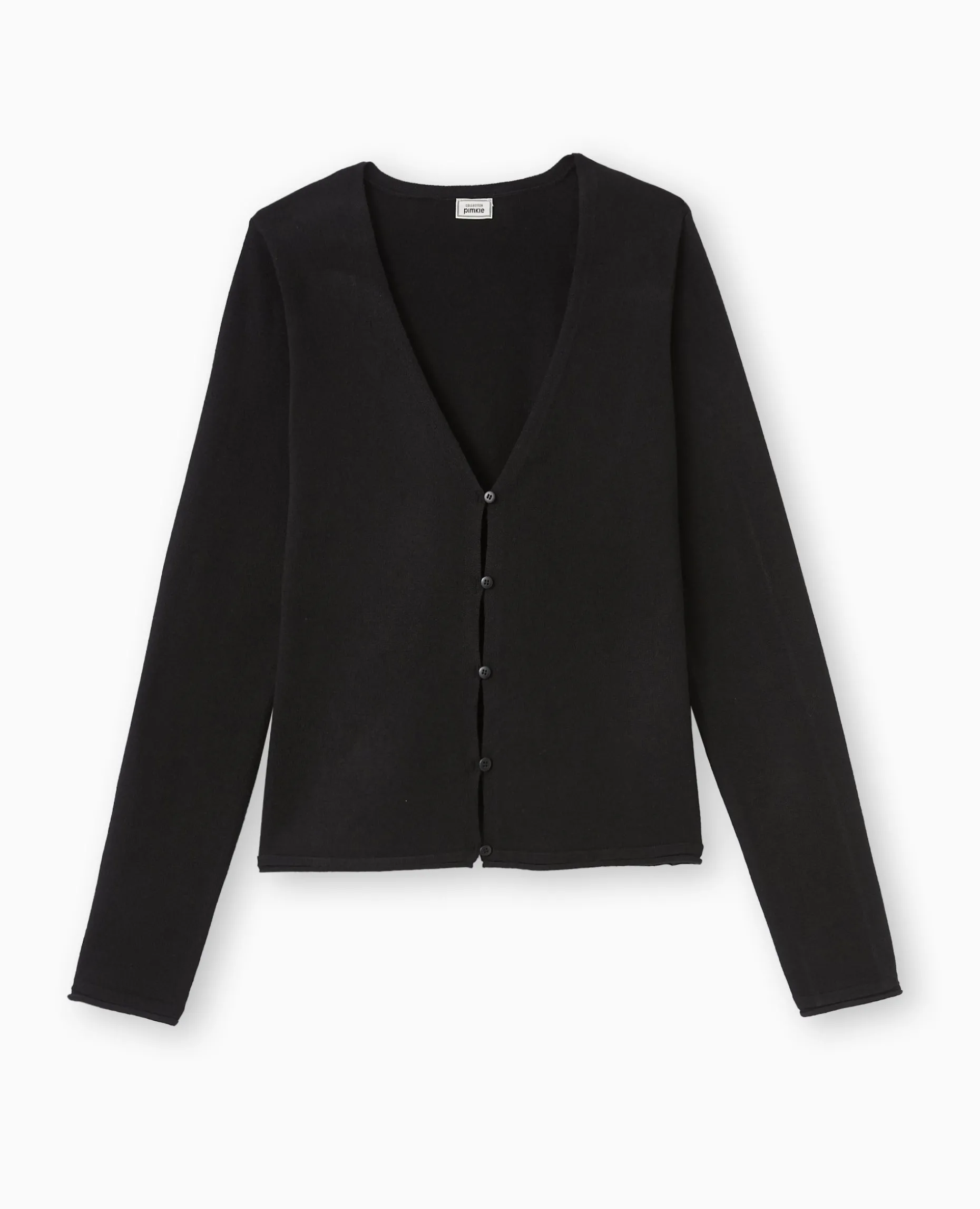 Gilet Col V En Maille Fine - Noir