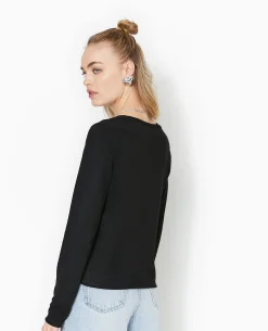 Gilet Col V En Maille Fine - Noir