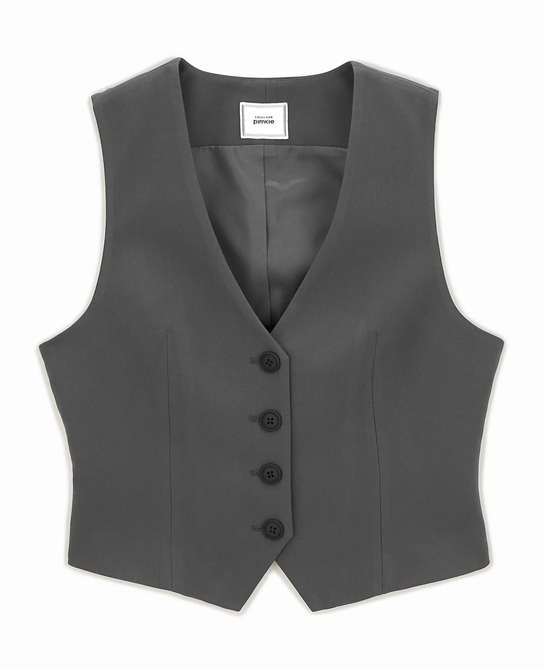 Gilet De Barman Avec 4 Boutons - Gris Foncé