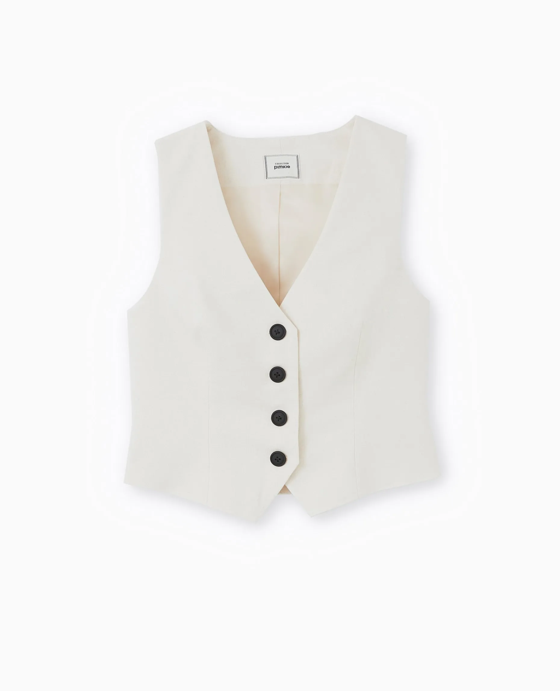 Gilet De Barman En Tissu Effet Lin Rustique - Blanc