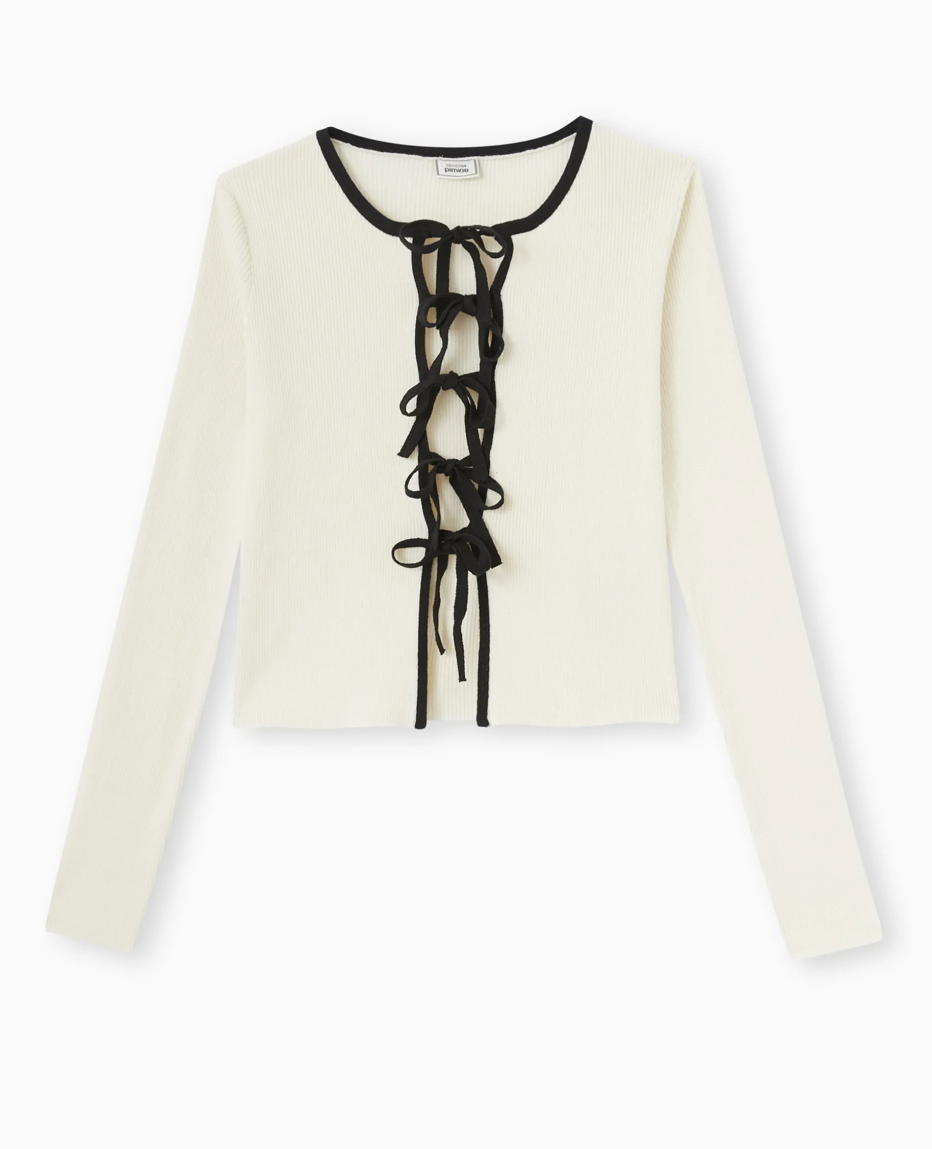 Gilet En Maille Côtelée Avec Liens à Nouer - Blanc