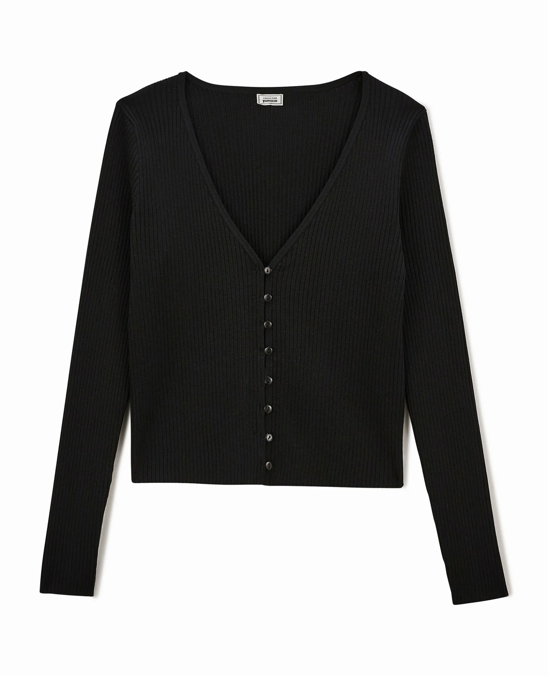 Gilet Fin En Maille Côtelée - Noir