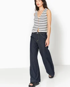 Gilet Sans Manches Rayé - Bleu Marine