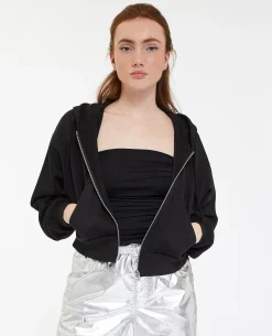 Gilet Zippé Court à Capuche - Noir