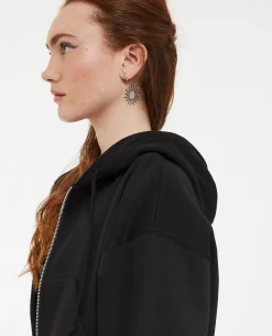 Gilet Zippé Court à Capuche - Noir