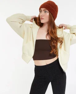 Gilet Zippé Court à Capuche - Blanc