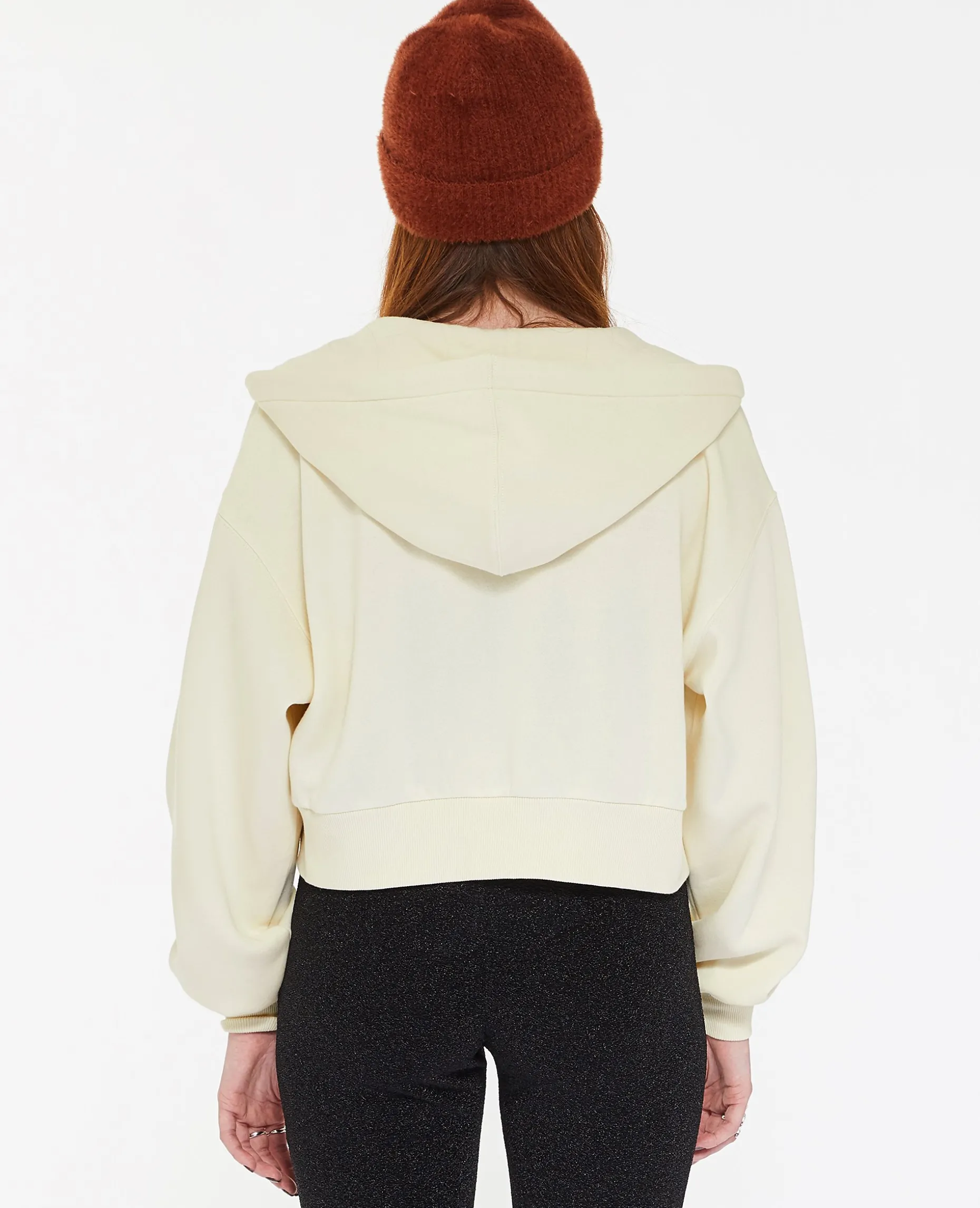 Gilet Zippé Court à Capuche - Blanc