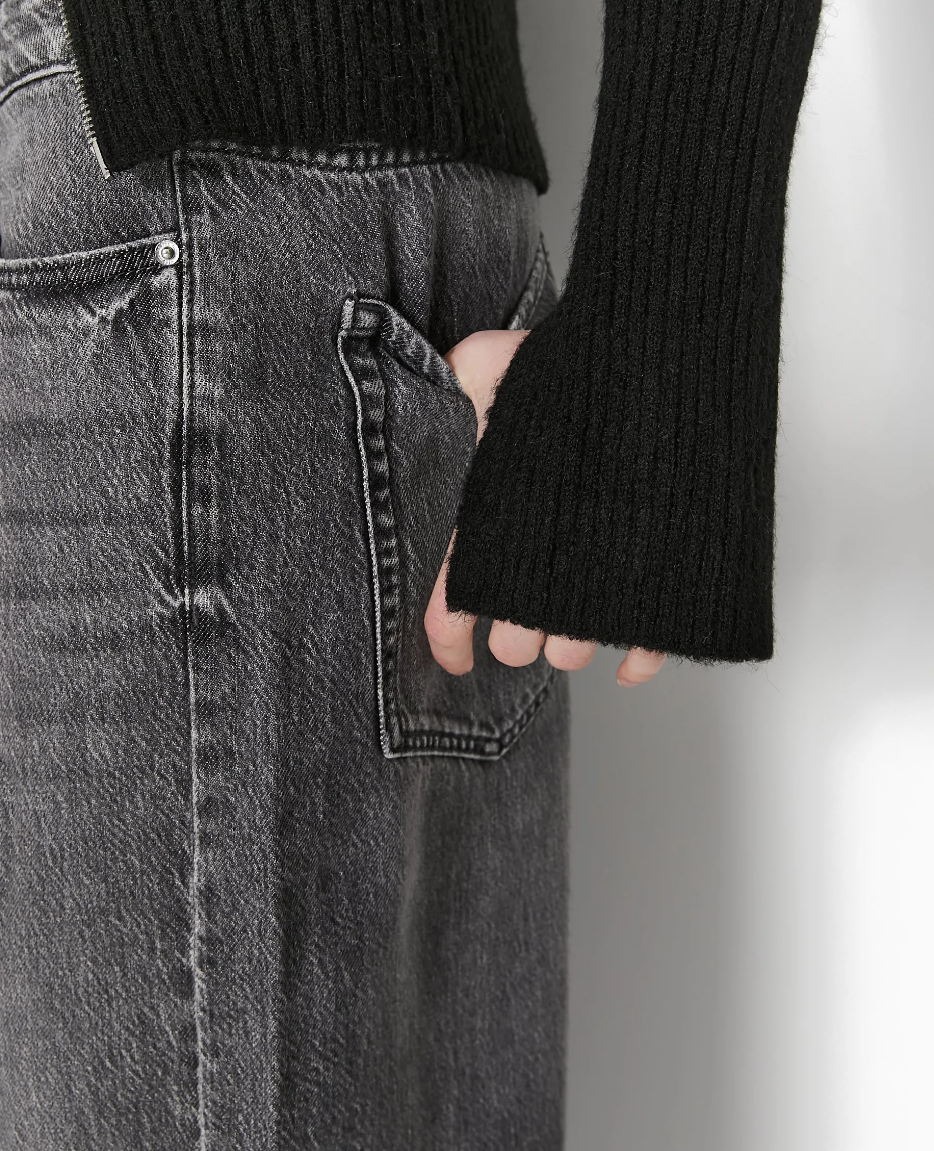 Gilet Zippé En Maille Côtelée - Noir