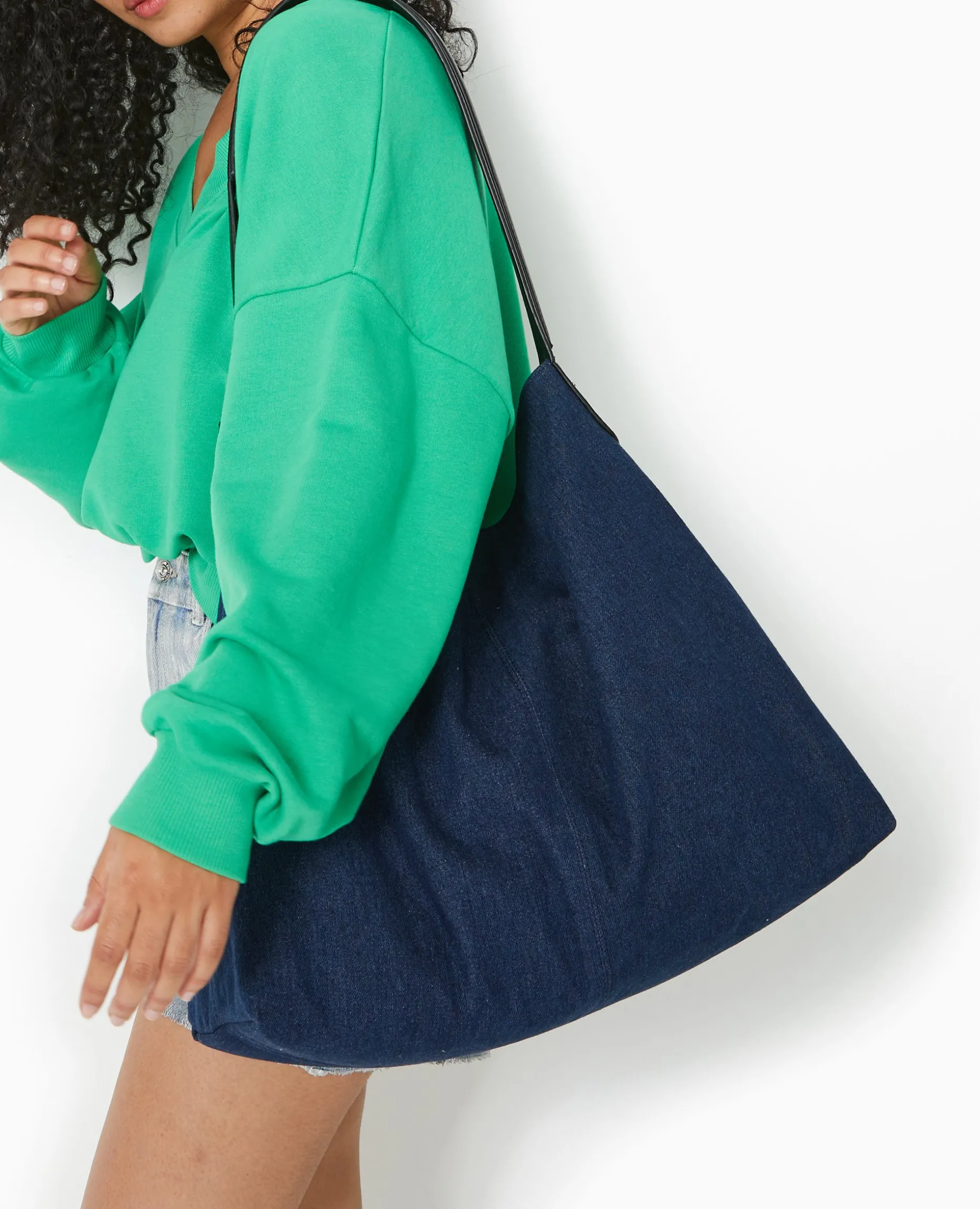 Grand Sac En Jean XXL Avec Bandouliè;re Ceinture - Bleu